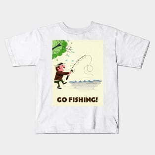 Go fishing cartoon. Kids T-Shirt